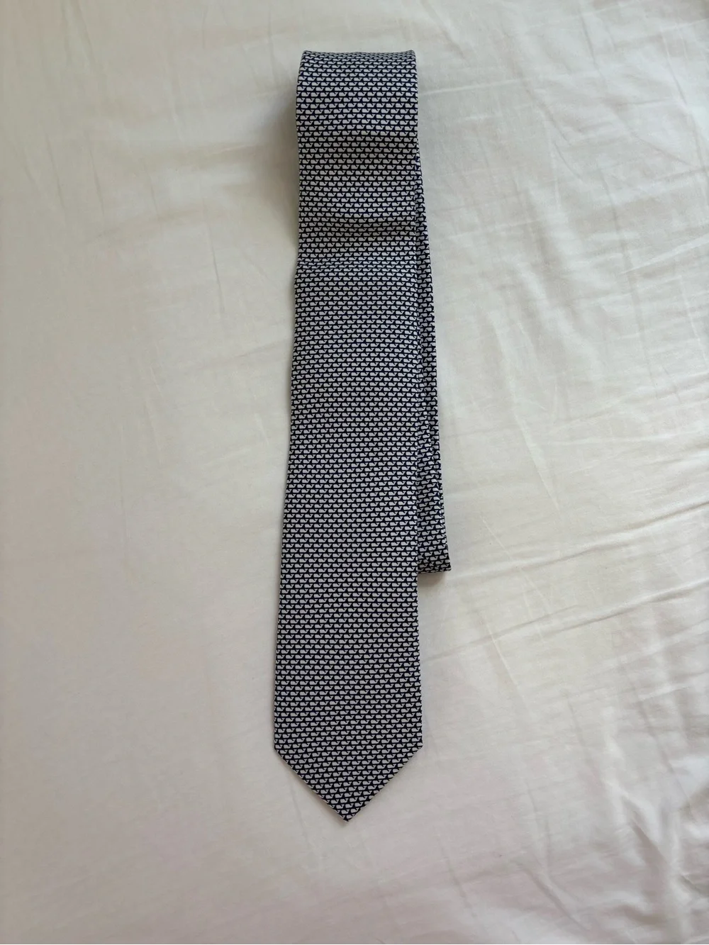 Vineyard Vines Navy and White Micro Whale Print Tie